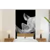 Dieren - Neushoorn - Zwart - Wit - Portret fotobehang vinyl groot -bed