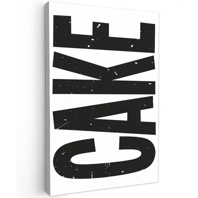 Zwart - Cake - Eten - Decoratie Tuinposter op houten frame 2 cm dik klein -3d