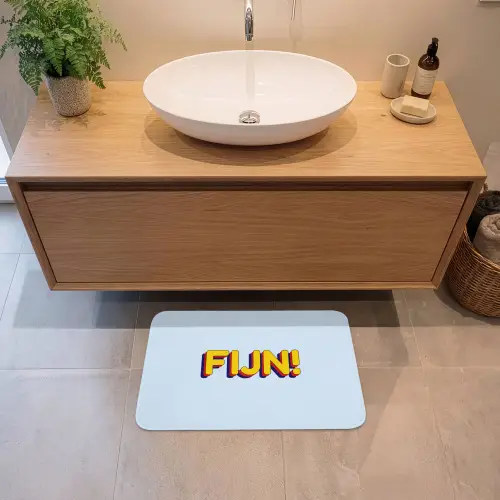 Fijn - Geel - Oranje Badmat klein -sfeer1