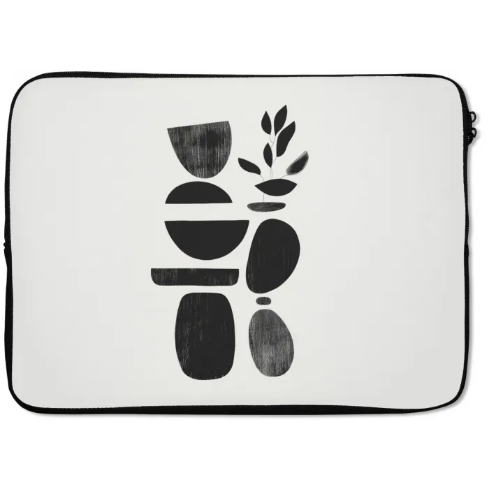 Japandi - Zwart - Abstract laptophoes neopreen klein -zkaufland3dotto