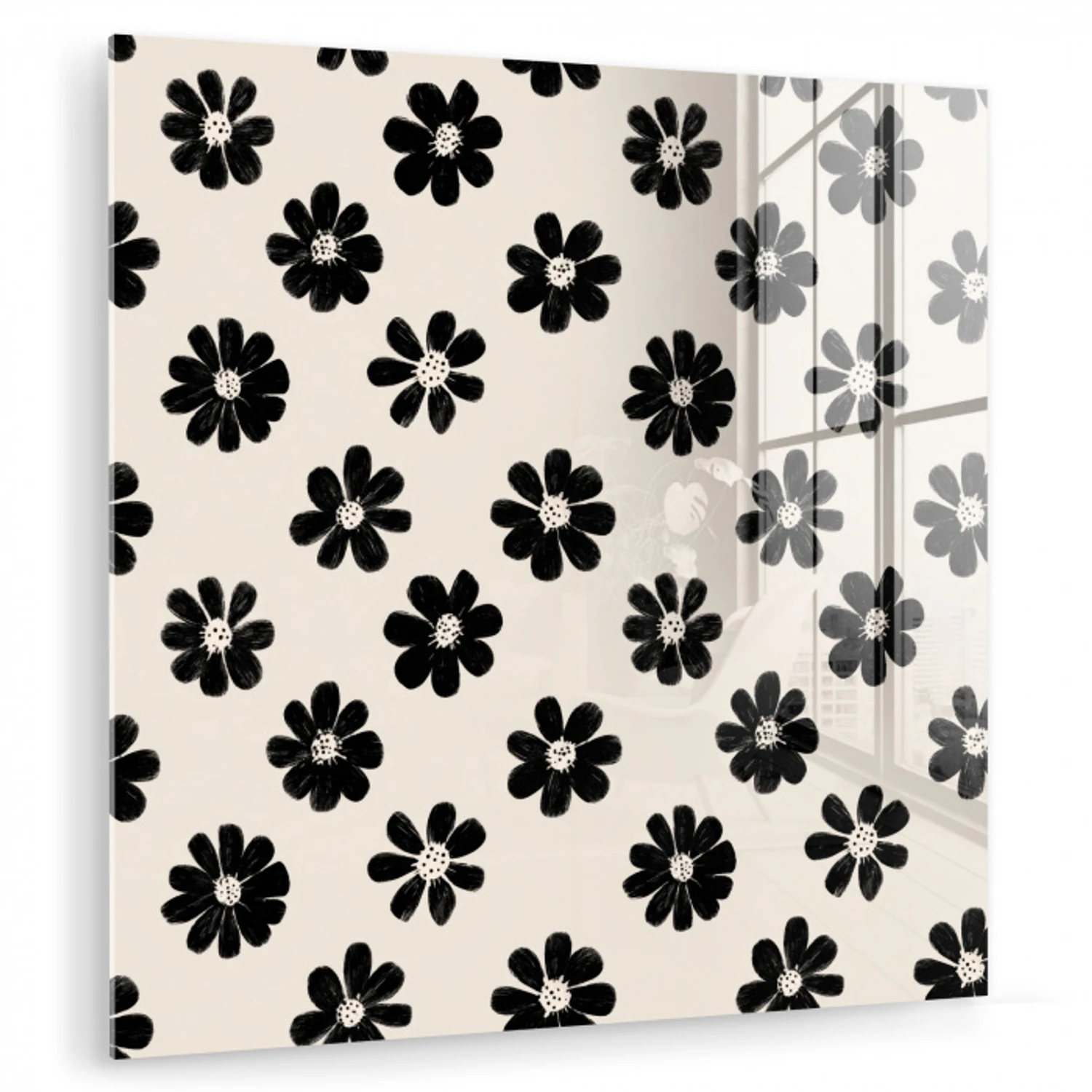 Grafisch - Madeliefjes - Zwart - Beige plexiglas 5mm klein 11 -zzzproduct_nieuw