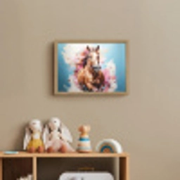 Paard - Meisjes - Blauw - Roze Light Box met batterij (Wandlamp kind) middel -sfeer2_kind