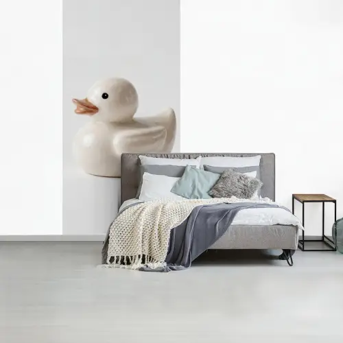 Badeend - Minimalistisch - Wit fotobehang vinyl groot -slaapkamer