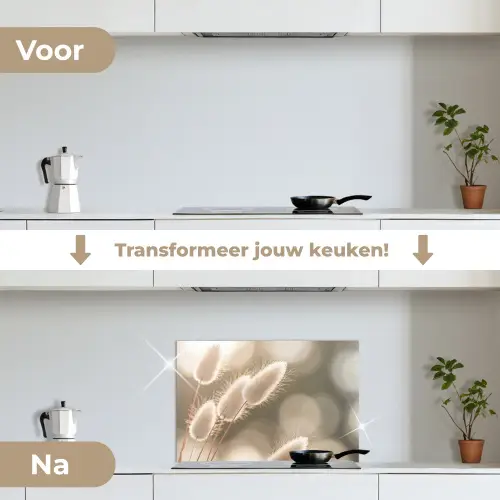 Hazestaartgras - Wit - Zonlicht keuken achterwand spatscherm klein -voor_na_NL