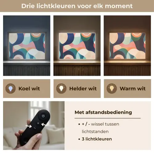 Abstract - Blauw - Roze Light Box met batterij (Wandlamp) middel -USP_lichtkleurNL