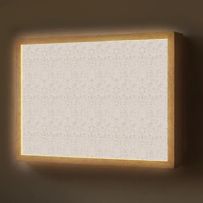 Bloemen - Bladeren - Licht - Taupe Light Box met batterij (Wandlamp) middel 907 -z3d_website