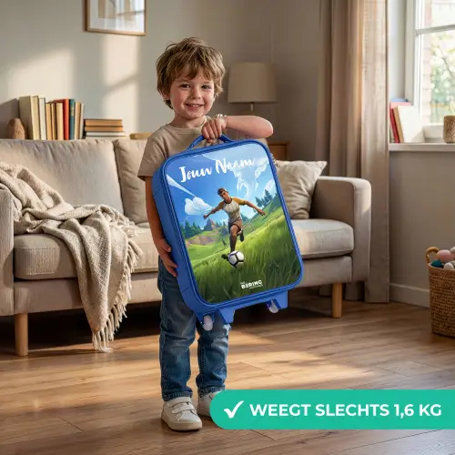 Voetballer - Gras - Goal - Kleurrijk Kinderkoffer - Blauw klein -sfeer2_NL