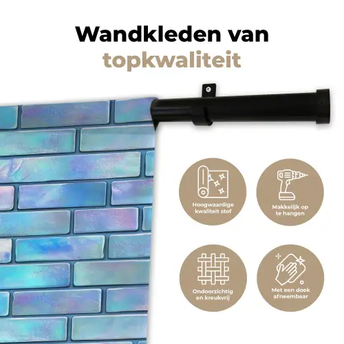 Blauw - Glans - Muur Wandkleed katoen klein 269 -sfeer2