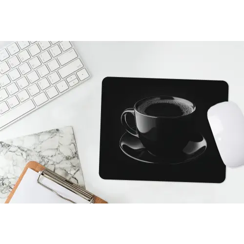 Zwart - Koffie - Kopje muismat rubber klein -witbureau