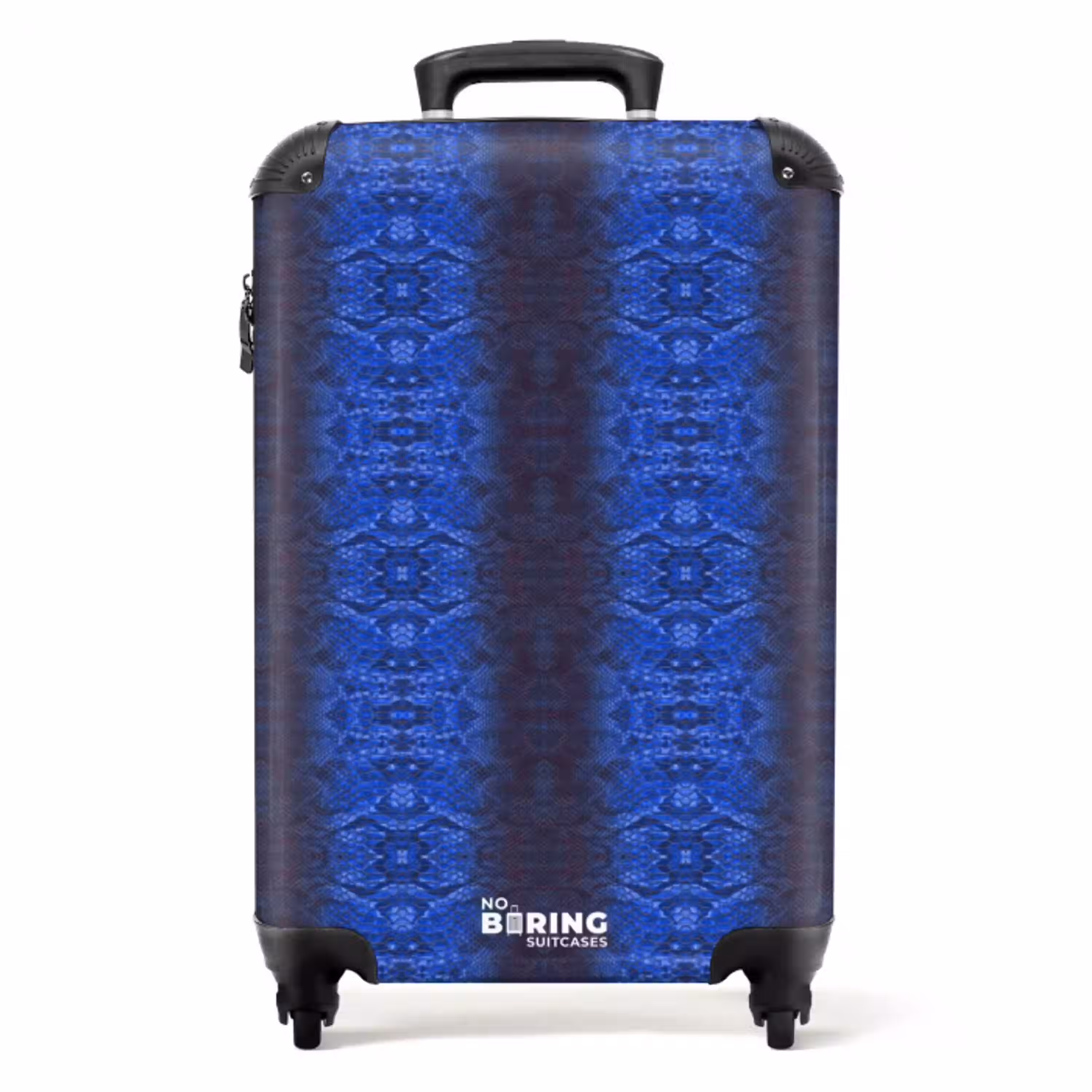 Donker blauw slangenhuid met symmetrische schubstructuur NBS - Handbagage koffer - Volwassenen Unisex middel -productfoto_recht