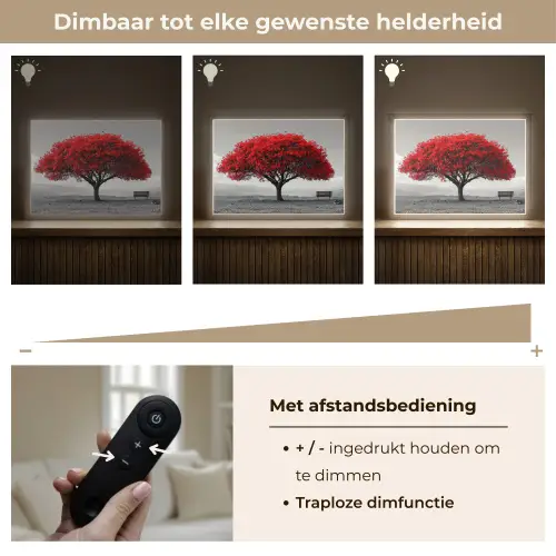 Boom - Rood - Natuur - Zwart wit Light Box met batterij (Wandlamp) middel -USP_dimbaarNL