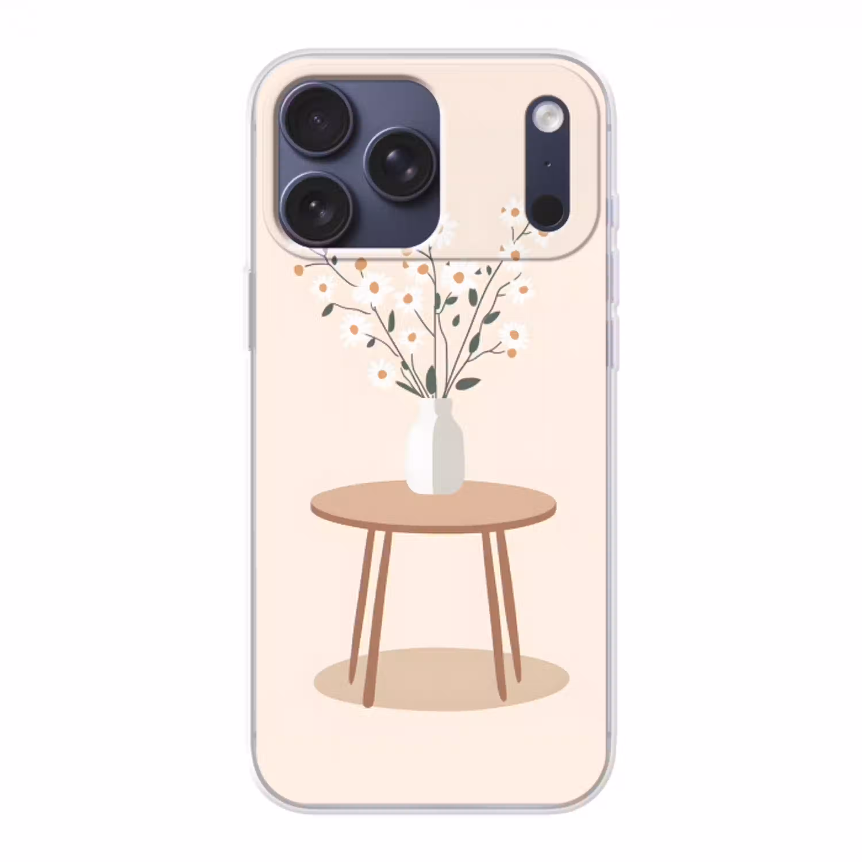 Vaas - Bloemen - Madeliefjes - Beige Telefoonhoesje iPhone 17 Pro Max klein -3d