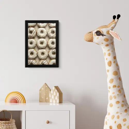 Donuts - Chocolade - Wit - Beige fotolijst zwart zonder passe partout klein -usfeer4_kinderkamer
