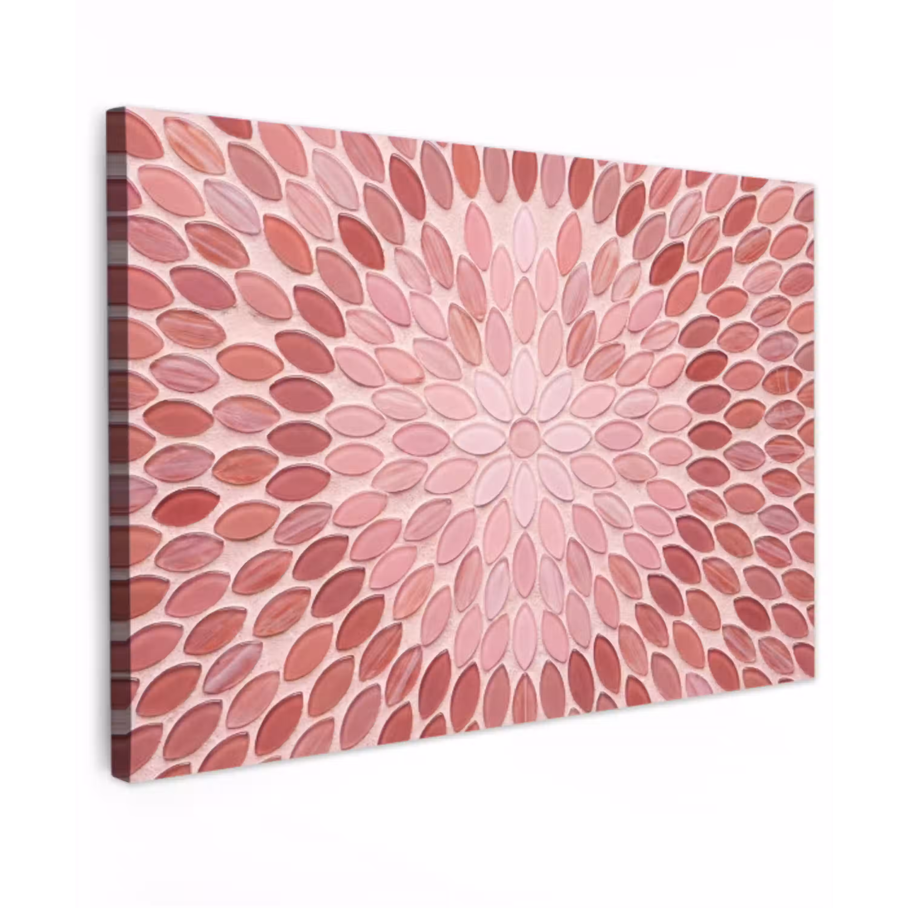 Patroon - Mozaïek - Ovaal - Abstract - Roze Tuinposter op houten frame 2 cm dik klein -3d