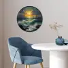 Zee - Zon - Golven - Rotsen Fotolijst rond zonder passe partout klein -sfeer2