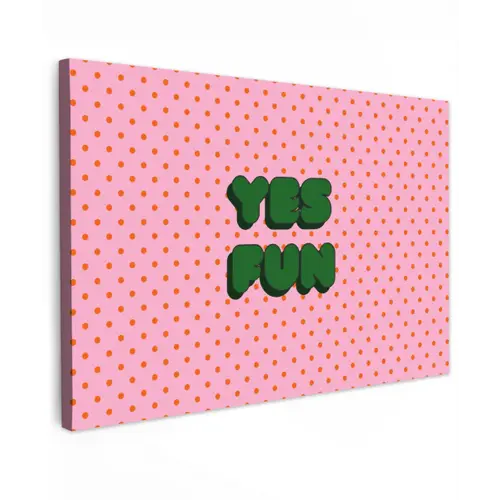 Yes fun - Groen - Roze - Stippen canvas 2cm klein -z3d