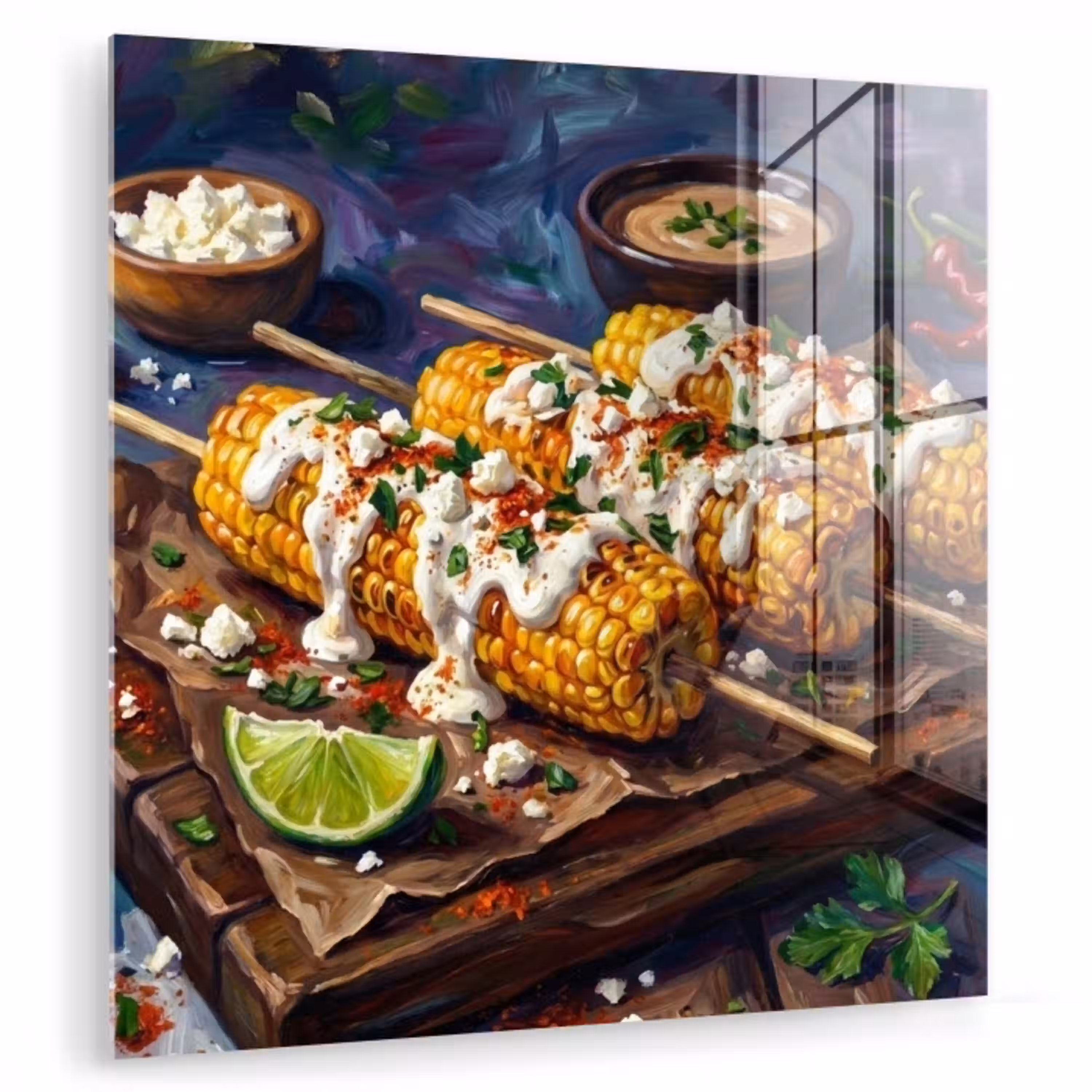 Eten - Maïs - Saus - Geschilderd - Geel plexiglas 5mm klein -zzzproduct_nieuw