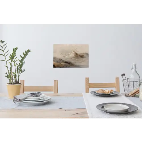 Berglandschap - Mist  - Penseelstreken Muursticker klein -eettafel