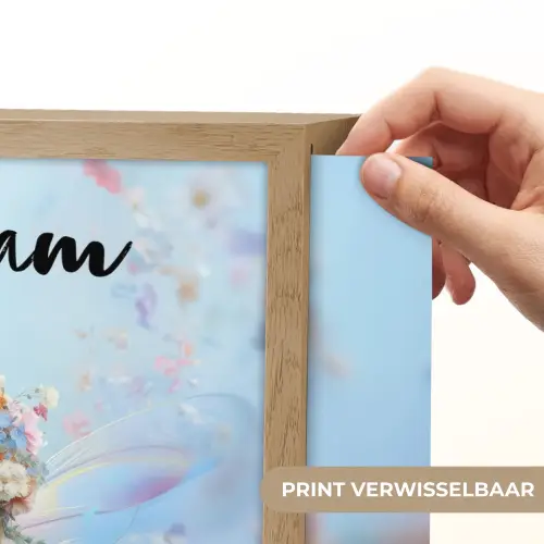 Fee - Bloemen - Sprookje - Blauw Light Box met batterij (Wandlamp kind) middel -USP_websiteprintNL