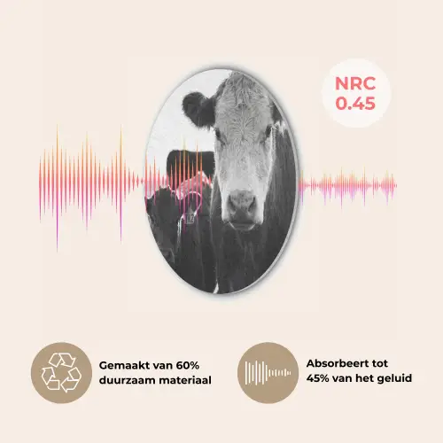 Koeien - Zwart - Wit Akoestische PET Vilt - Rond klein -USP_NL