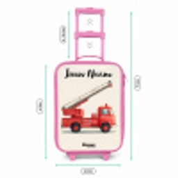 Brandweerwagen - Getekend - Rood Kinderkoffer - Roze klein -productfoto_formaten