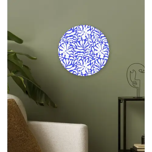 Blauw - Bloemen - Wit Wandcirkel plexiglas klein 852 -sfeer3
