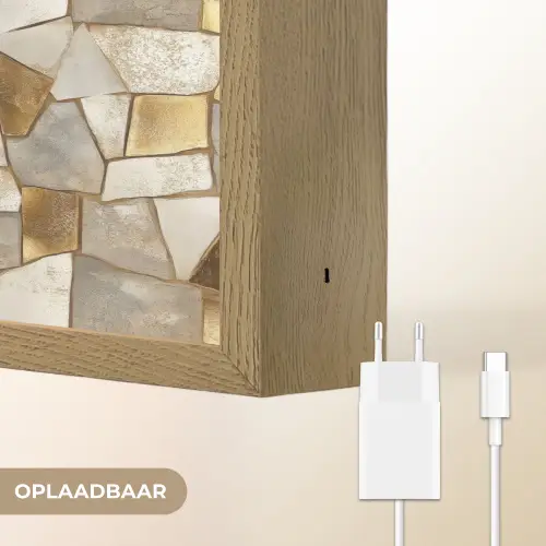 Mozaïek - Marmer - Goud Light Box met batterij (Wandlamp) middel 907 -USP_websiteoplaadbaarNL