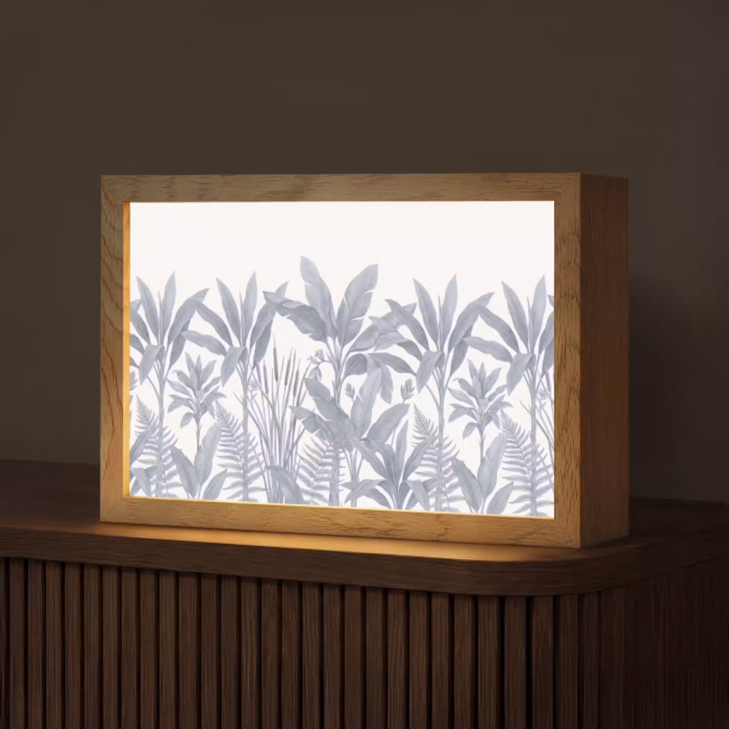 Planten - Bladeren - Natuur - Grijs Light Box met kabel (Tafellamp) klein -z3d_website