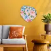 Blauw - Roze - Bloemen Wandcirkel Organisch Forex 3mm klein -sfeer4
