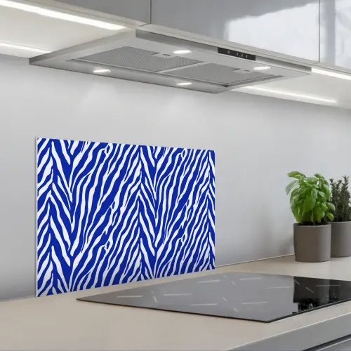 Zebra - Patroon - Kobalt - Blauw keuken achterwand spatscherm klein 900 -3d_schuin
