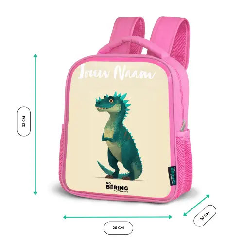 Dino - Dier - Blauw - Groen Kinderrugzak - Roze middel -productfoto_formaten