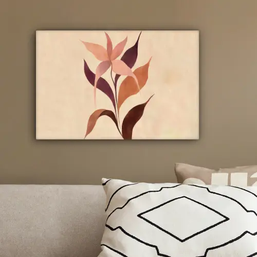 Minimalistisch - Bloem - Bladeren - Beige canvas 2cm klein -sfeer3