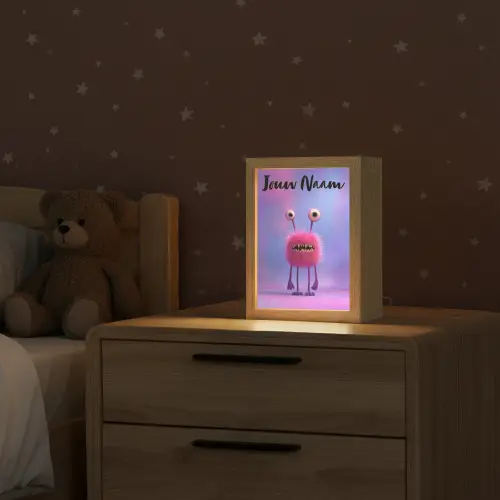 Monster - Roze - Paars Light Box met kabel (Kinderlampje) klein -sfeer1_kind
