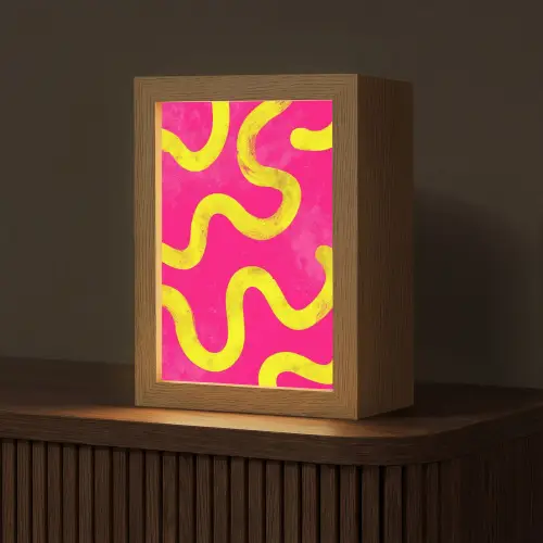 Lijn - Geel - Abstract Light Box met kabel (Tafellamp) klein -z3d_website