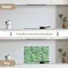 Palmboom - Bladeren - Groen keuken achterwand spatscherm klein 900 -voor_na_NL