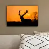 Hert - Oranje - Silhouet - Dieren - Natuur canvas 2cm klein -sfeer3