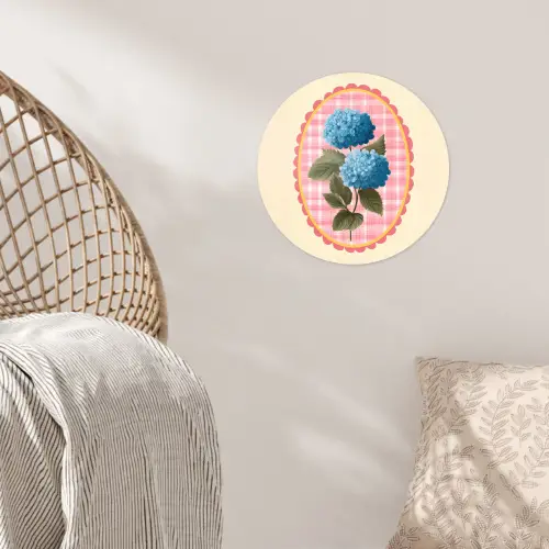 Bloemen - Blauw - Lijst - Bladeren Wandcirkel behangsticker klein -sfeer4