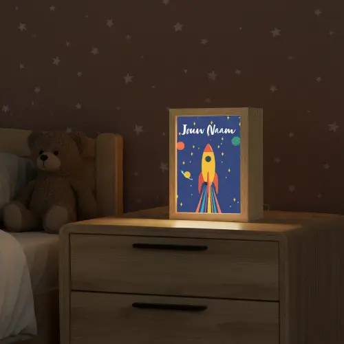Kleurrijk - Raket - Ruimte Light Box met kabel (Kinderlampje) klein -sfeer1_kind