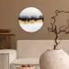 Goud - Chic - Abstract - Zwart - Wit - Luxe Wandcirkel kunststof plaat 5mm dik klein -sfeer1