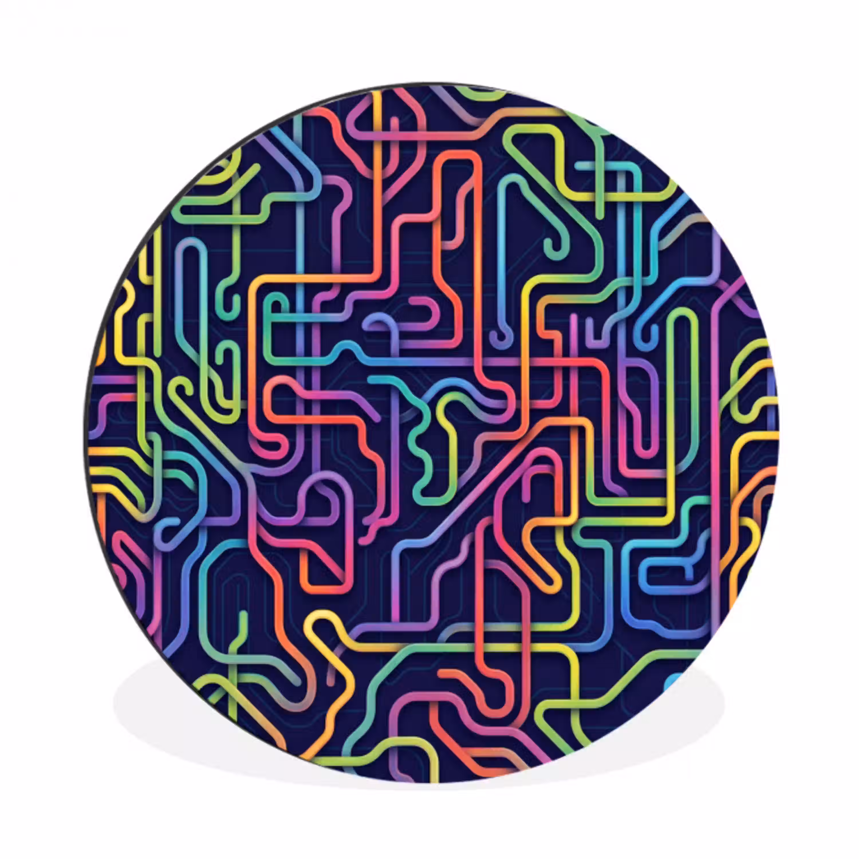 Retro - Abstract - Neon Wandcirkel aluminium klein -3d