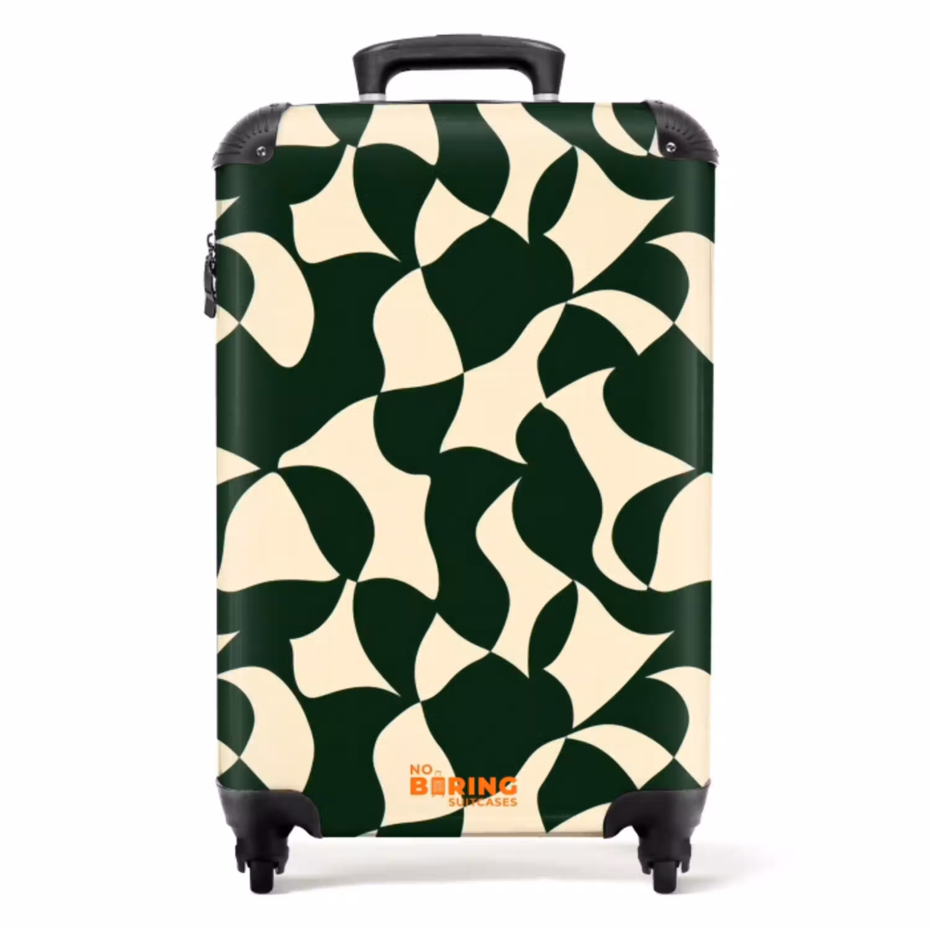 Groen - Organische vlakken - Crème NBS - Handbagage koffer - Volwassenen Unisex middel -productfoto_recht