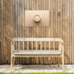 Koffie - Melkschuim - Lach - Beige Tuinposter op houten frame 2 cm dik klein -sfeer4