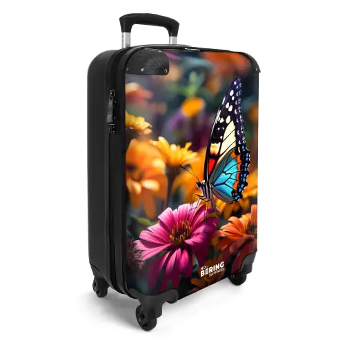 Vlinder op kleurrijke bloemen NBS - Handbagage koffer - Unisex middel -productfoto_3d