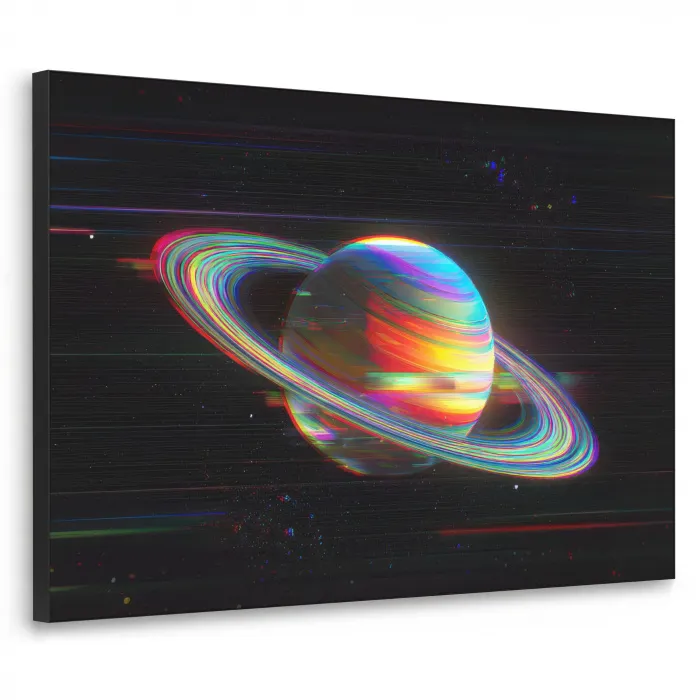 Planeet - Cirkel - Kleurrijk Textielframe zwart klein -3d