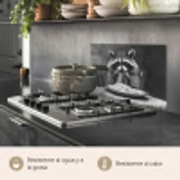 Wasbeer - Cute - Pasta - Tafelkleed - Zwart - Wit keuken achterwand spatscherm klein -usp_ES