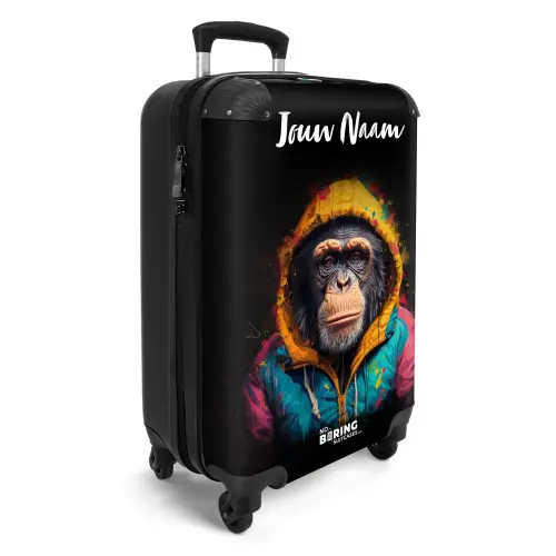 Aap met Kleurrijk Vest NBS - Handbagage koffer - Kinderen Unisex middel -productfoto_3d