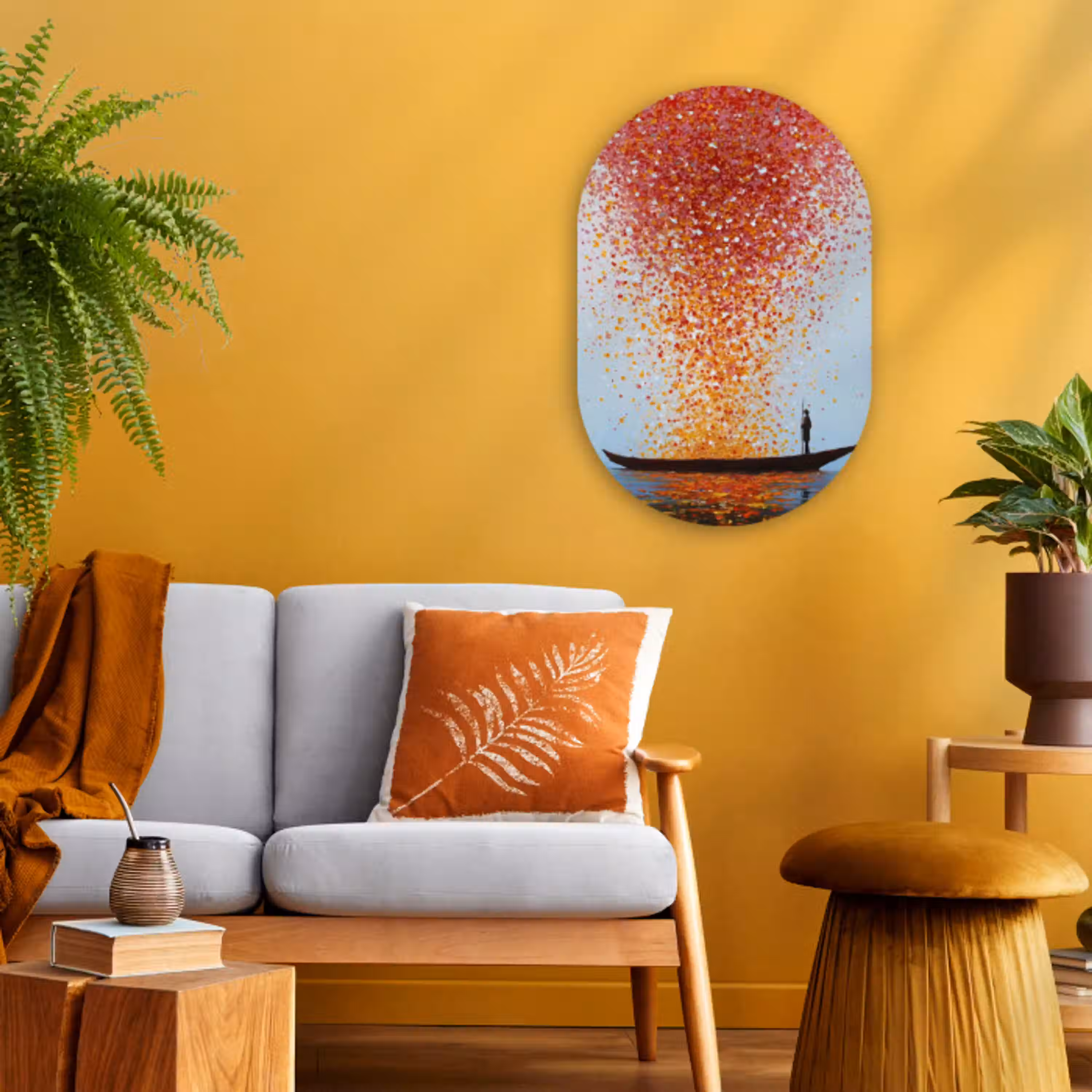 Wolk - Confetti - Boot - Wateroppervlakte Wandcirkel Ovaal Forex klein -sfeer4