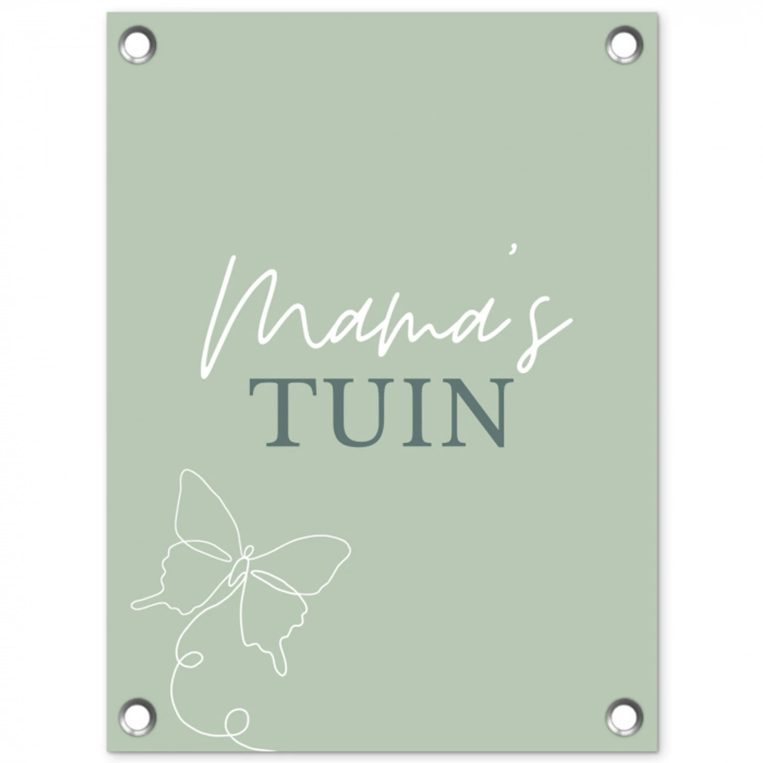 Mama's Tuin met Vlinder tuinposter los doek klein -3d