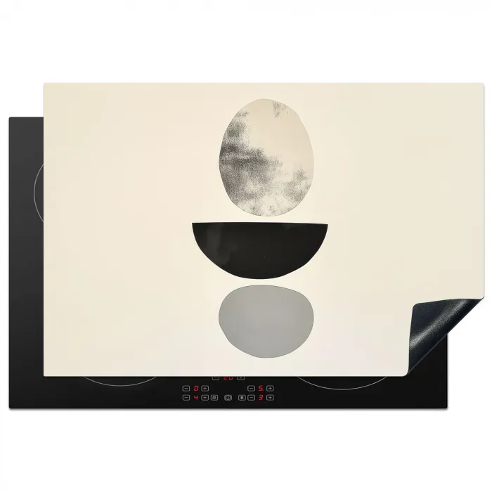 Beige - Japandi - Wabi sabi Inductie beschermer vinyl 3mm klein -3d
