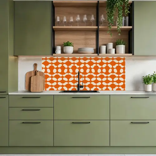 Oranje - Organische vormen - Wit keuken achterwand 2 middel 871 -sfeer3